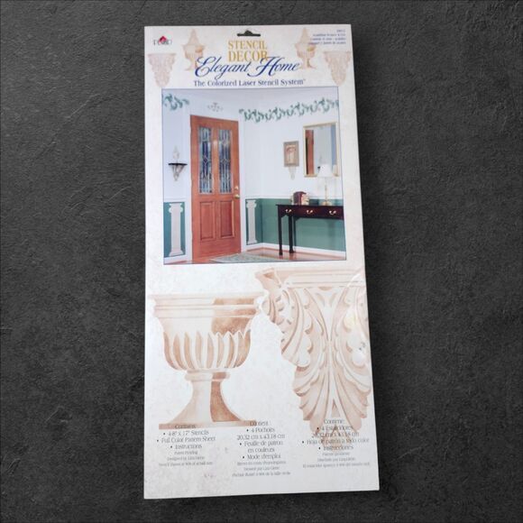 Vintage Plaid Elegant Home Stencils Set of 3 Tuscan French Country 1996 NOS - Picture 2 of 12